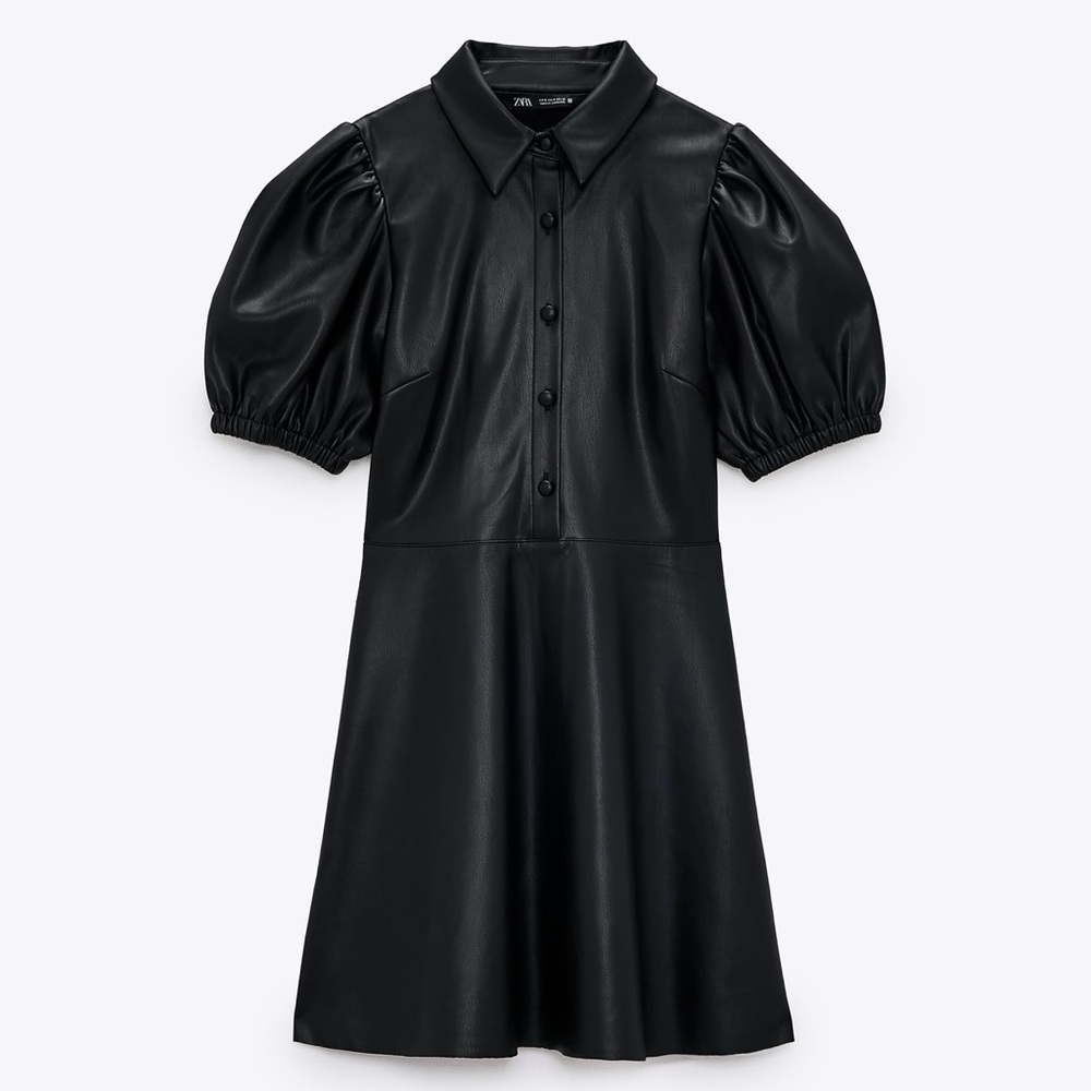 Zara Black Faux Leather Dress